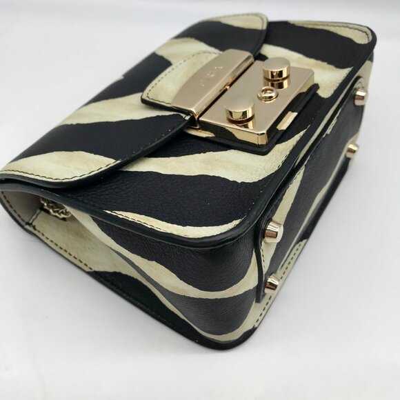Furla Black Zebra Print Metropolis Crossbody Bag - Picture 6 of 11